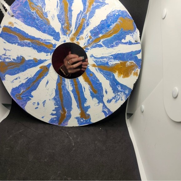 Hand Crafted Colorful Mirror Fluid Art Painting On 12" Vinyl Record - Picture 5 of 10